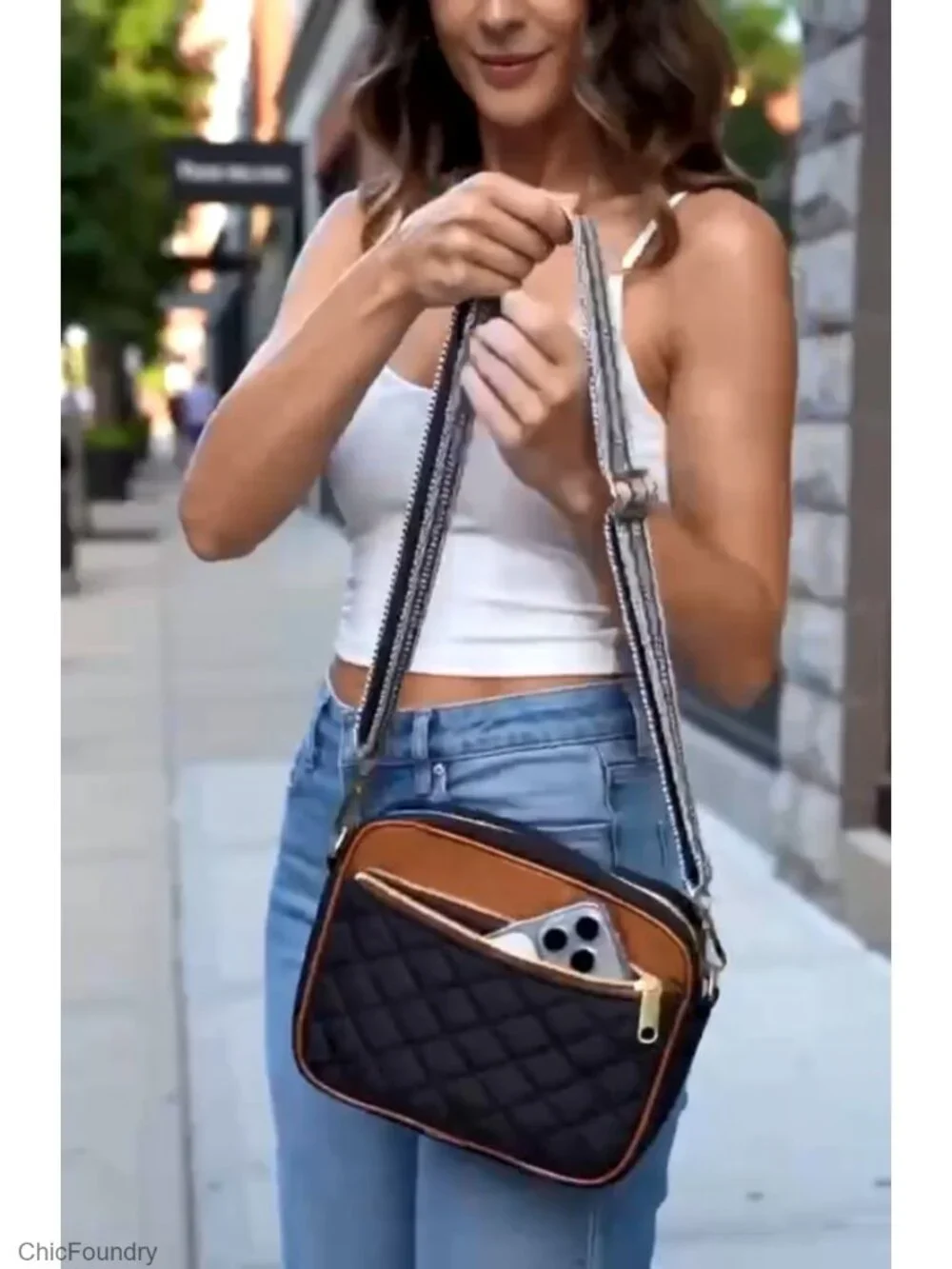 Quilted Crossbody Bag for Women, Puffy Travel Purse with Wide Strap
